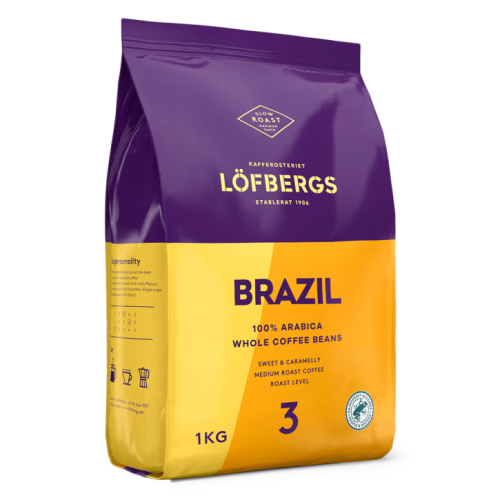 Кофе в зернах Lofbergs Brazil, 1кг Швеция